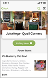 Screen shot of the all-new Juicekeys App for online juice ordering